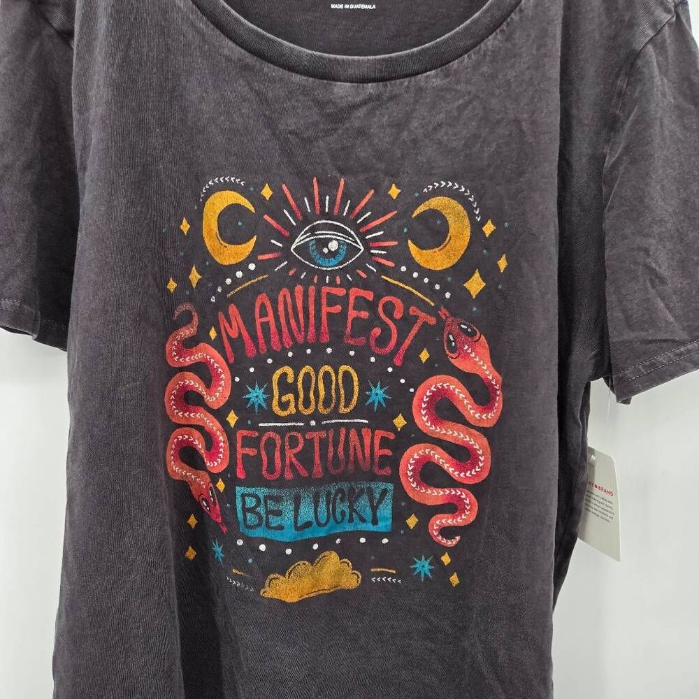 Lucky Brand Manifest Good Fortune Be Lucky Shirt Size Large T-Shirt Tee NWT - Picture 2 of 9